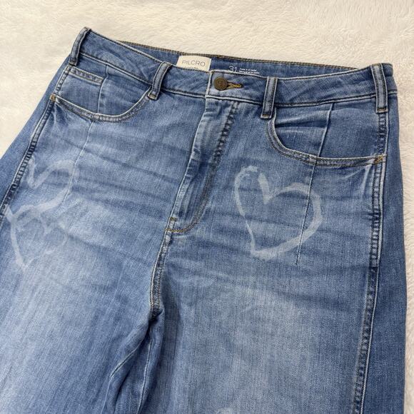 Pilcro Denim - Anthropologie The Kenna High Rise Heritage Barrel Jeans w Hearts by Pilcro Sz 31